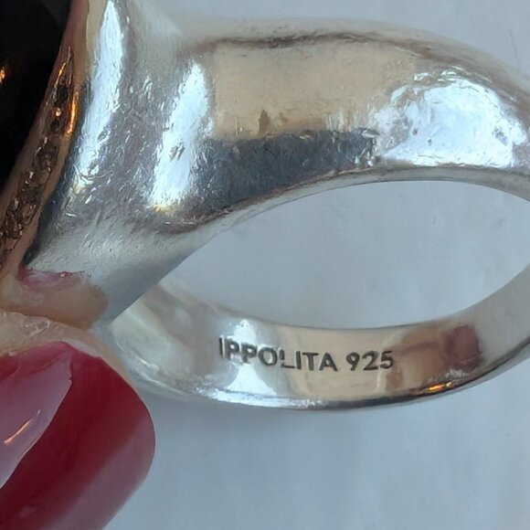 Ippolita Sterling Silver Oval Black Tiger Eye Diamond Cluster Band Ring 7 RARE - Picture 5 of 7
